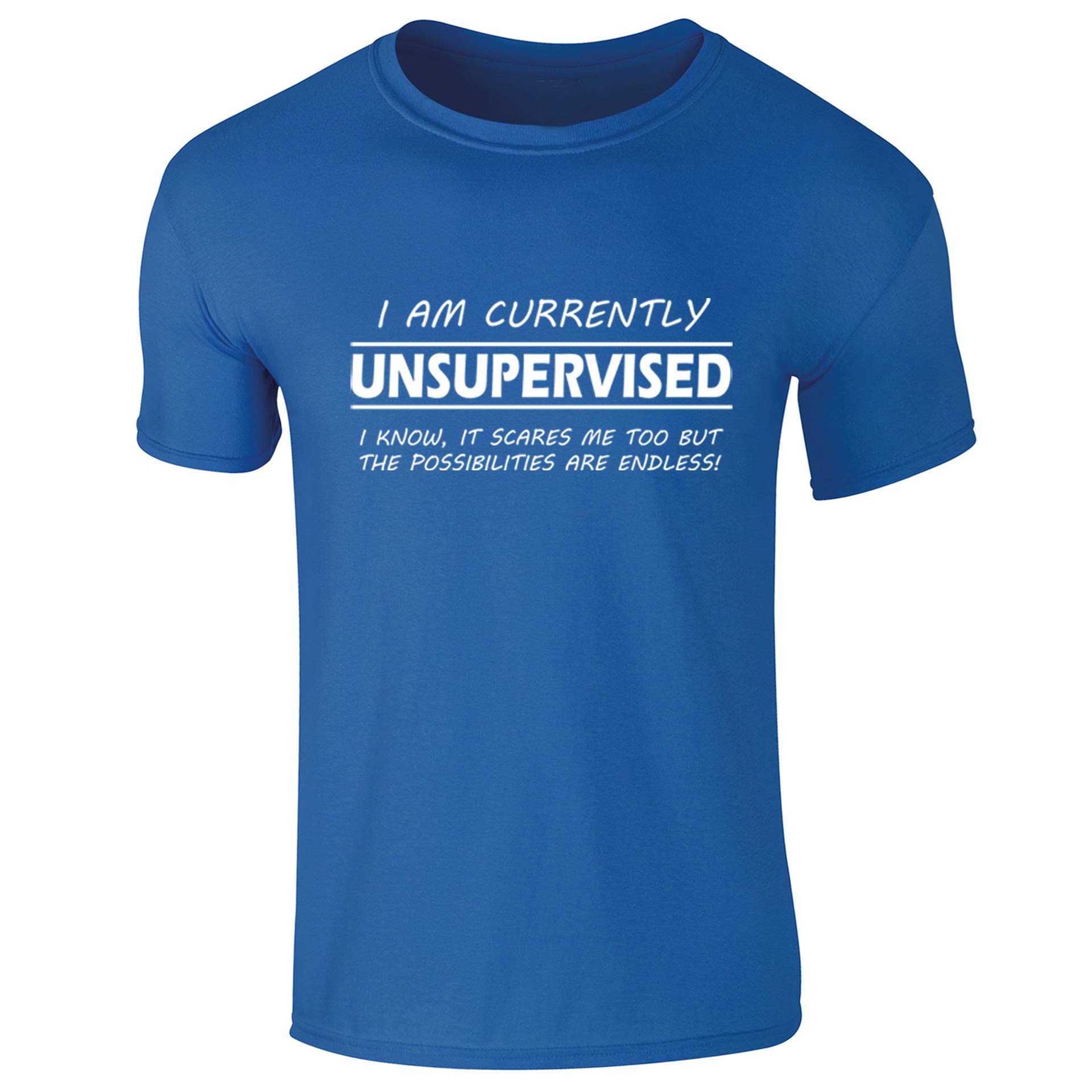 I'm Currently Unsupervised Funny Slogan Mens T-Shirt Royal Blue (XL)