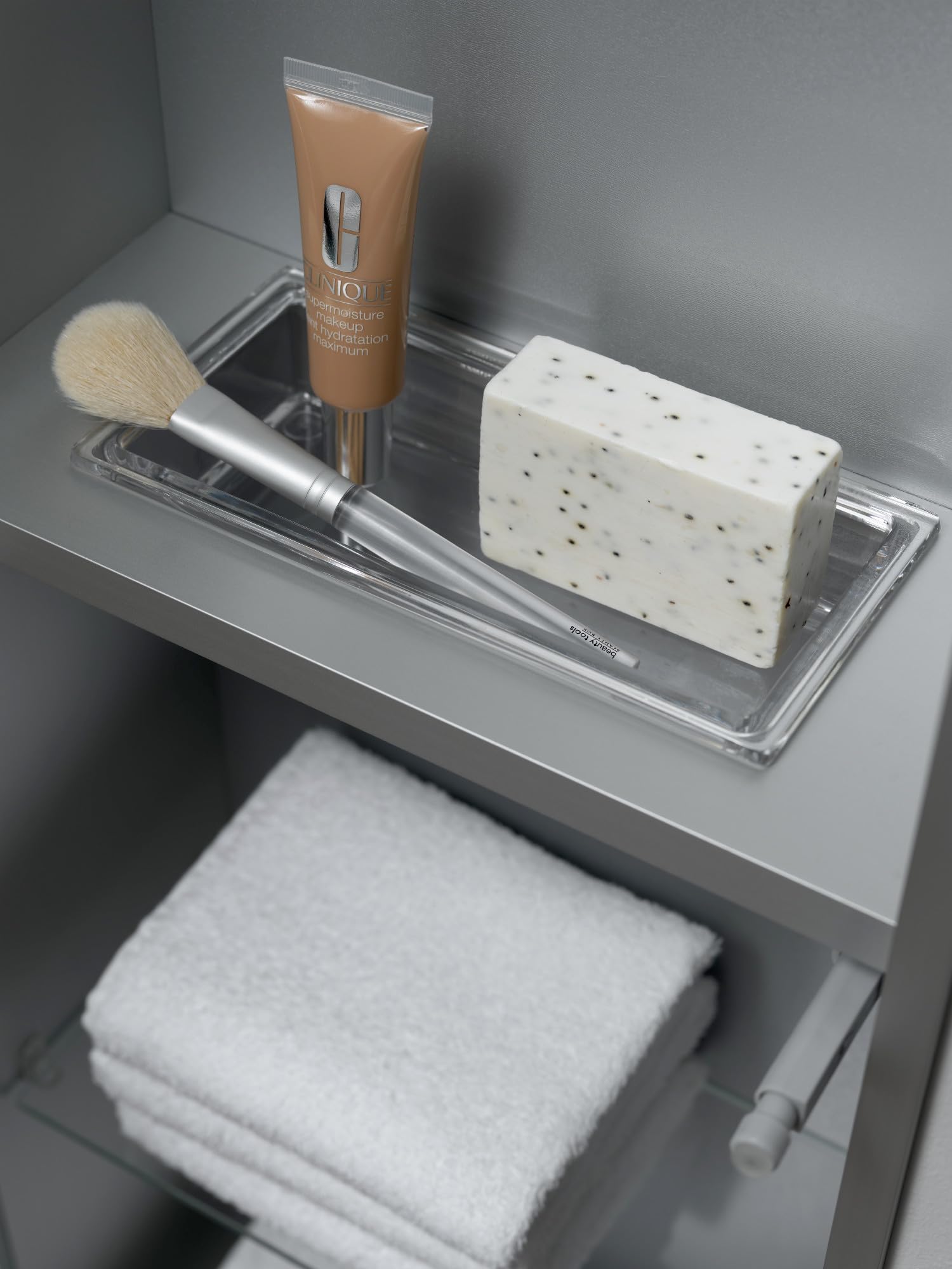 Emco ASIS 300 Badezimmerschrank Einbauschrank Unterputz aus Aluminium und Glas mit Stauraum Weiß Chrom 96,4 cm Unterputz Türanschlag wechselbar
