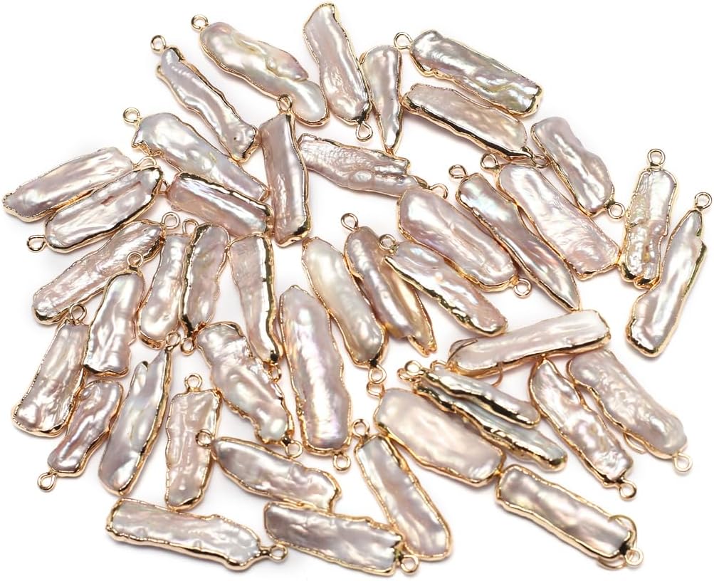 QSLLER 4pcs Natural Pearl Pendants Irregular Multiple Shapes Cultured Freshwater Baroque Pearl Charms for Jewelry Making Gift