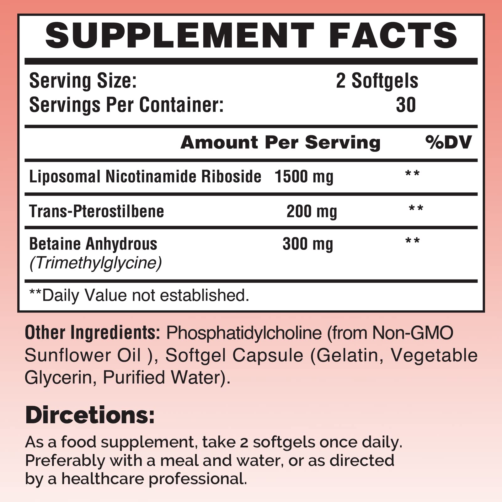 Liposomal Nicotinamide Riboside 2000mg avec TMG et Ptérostilbène | Plus efficace que NMN, Boost NAD+ (60 Unité (Lot de 2))