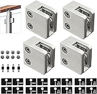Vista 7 de Abrazadera de vidrio – 4 piezas, para vidrio templado de 1/3" a 1/2", acero inoxidable 304 parte trasera plana cuadrada fundición pulida