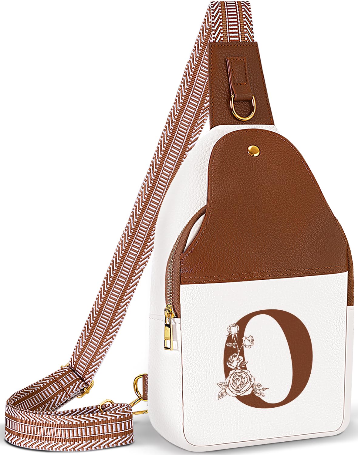 Lizznoe Personalized Crossbody Bag for Women Leather Sling Bags with Initial Letter Chest Bag for Travel, Gift for Mom Wife