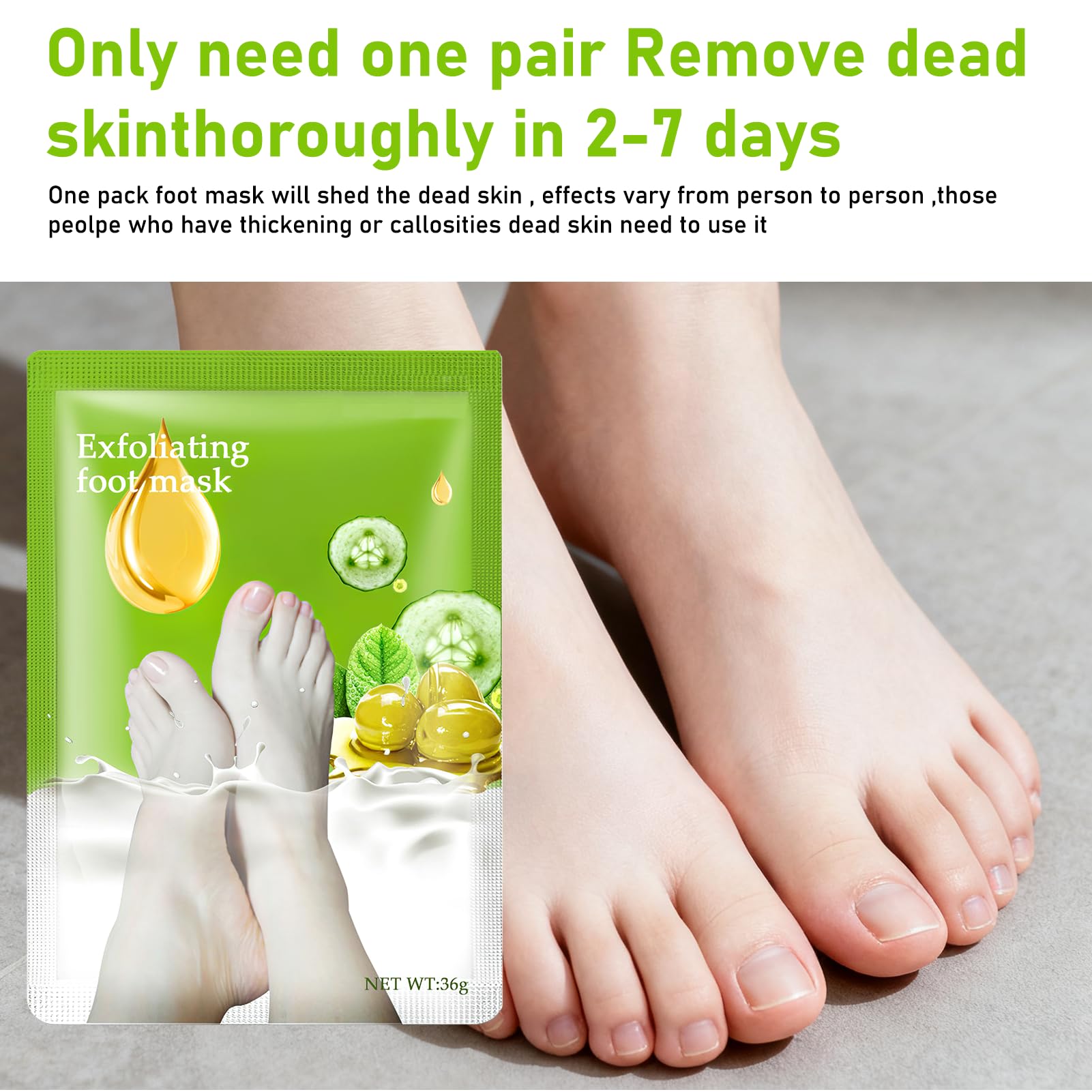 2 Paires Masque Pied, Masque Pied Exfoliant Peeling pour Pieds Très Secs et Abîmés, avec Acide Lactique Naturel, Olive et Glycérine, Soin Nourrissant et Hydratant pour Tous Types de Peau.