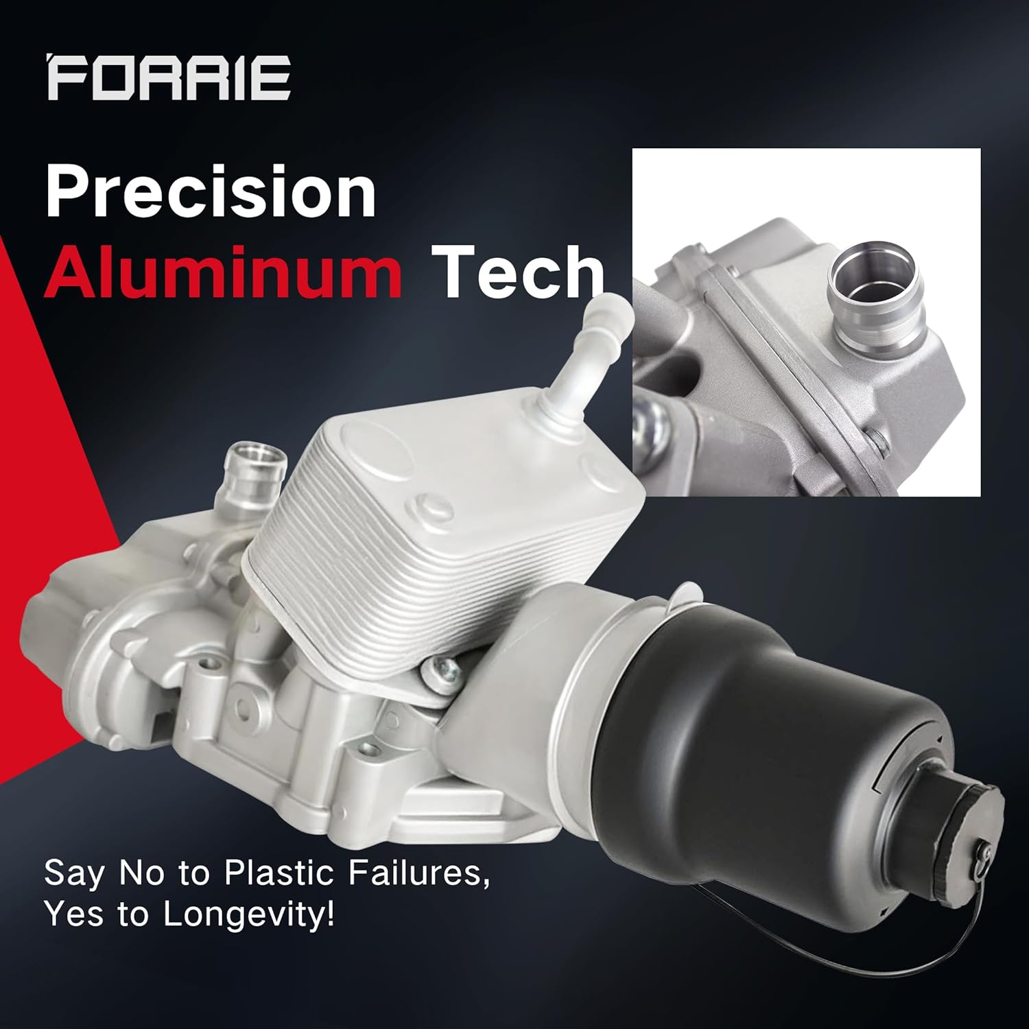 Aluminum Oil Filter Housing/Adapter with Filter&Oil Cooler Complete Assembly Fits for 2.0L FSI ENGINE Volkswagen Eos Golf GTI, Audi TTS Quattro A3 A4&A4 Quattro TT&TT Quattro