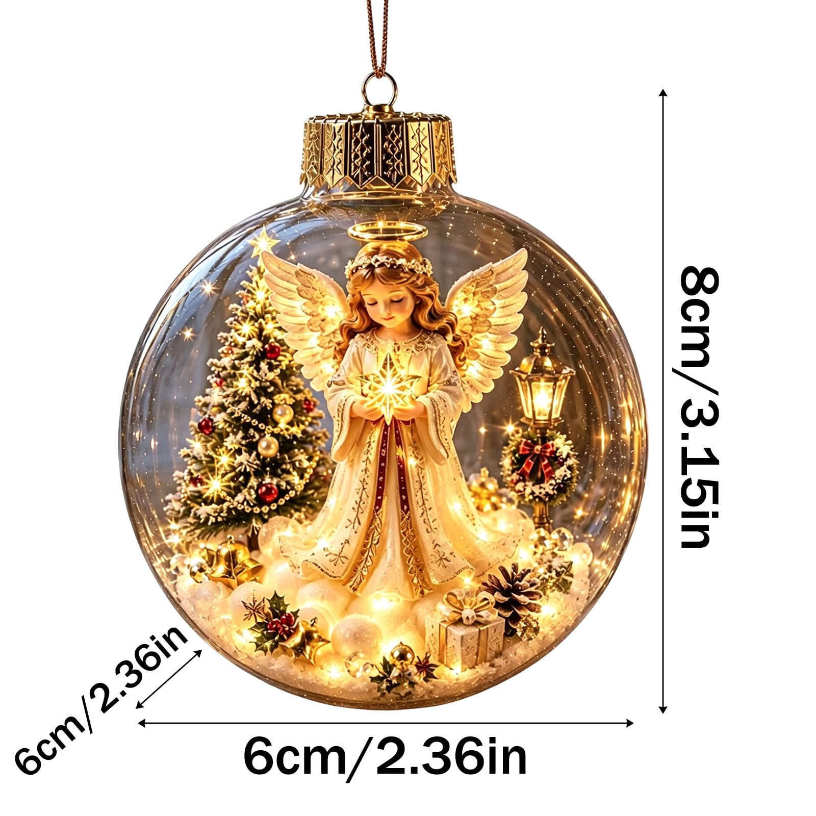 Świecąca ozdoba 3D, świecąca opowieść bożonarodzeniowa, LED, miniaturowa scena bożonarodzeniowa, wisząca dekoracja, ciepła podświetlana świąteczna bombka diorama, gotowa do powieszenia na drzewo