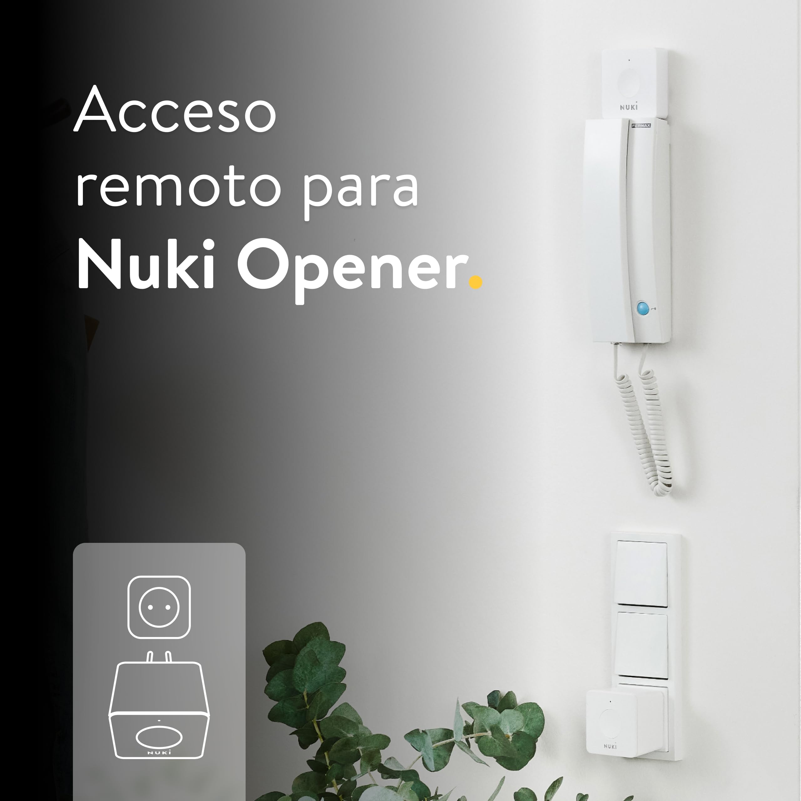Nuki Bridge, Abrepuertas automático con Bluetooth y WiFi, extensión para el Nuki Smart Lock, cerradura electrónica, acceso remoto, Amazon Alexa, Apple HomeKit, Google Home, blanco