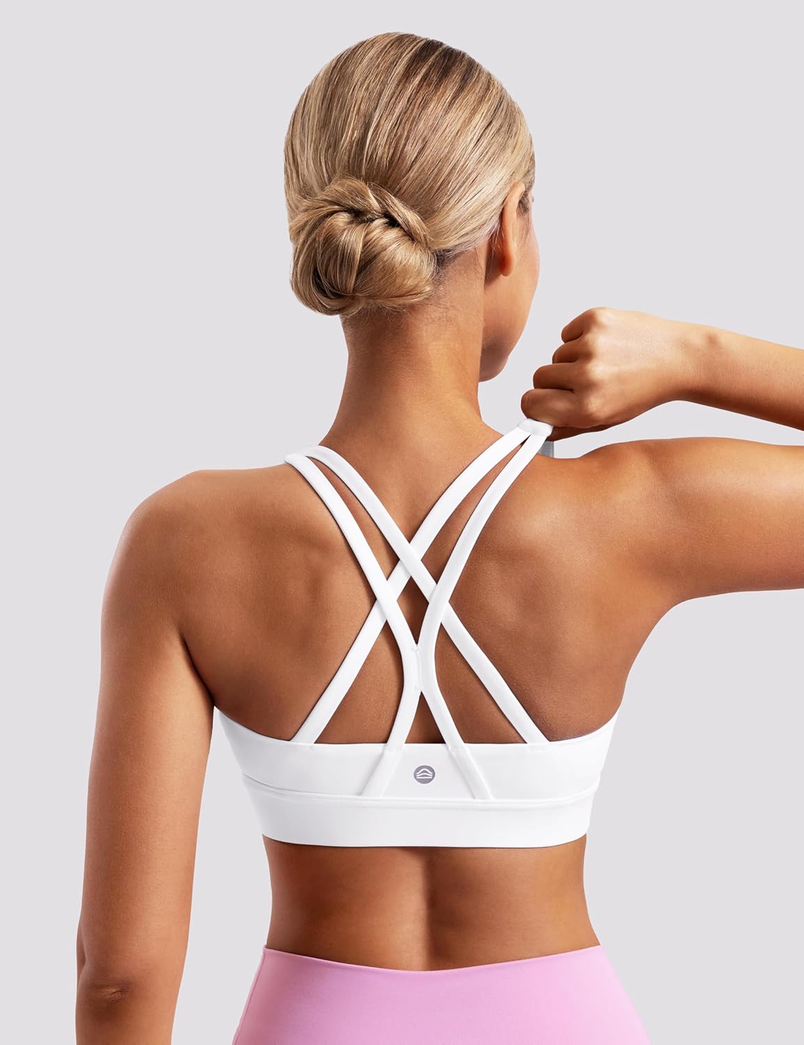 ENERBLOOM Sports Bras for Women Padded Criss Cross Back Yoga Tank Tops Medium Support Strappy Workout Removable Cups