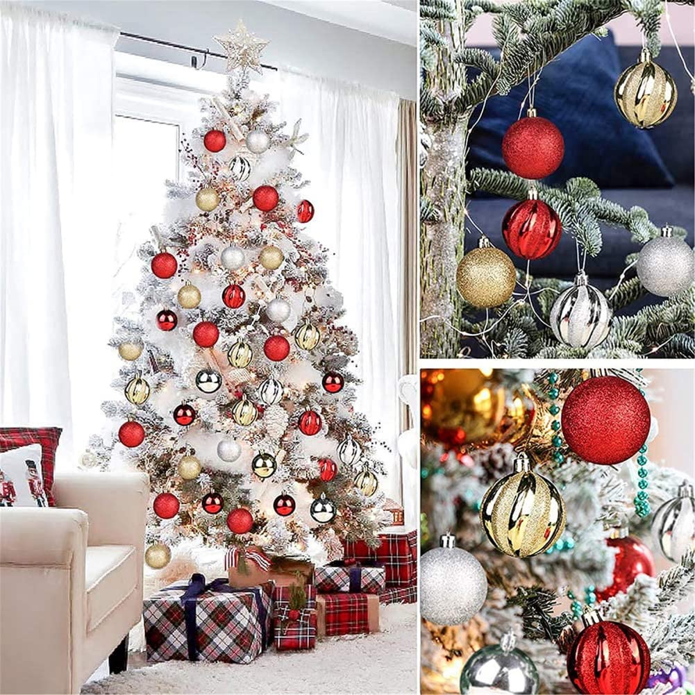 Set di 30 ornamenti per palline di Natale, infrangibili, decorazioni per albero di Natale, palline rosse e verdi per albero di Natale, decorazioni natalizie, matrimoni, feste, interni ed esterni,