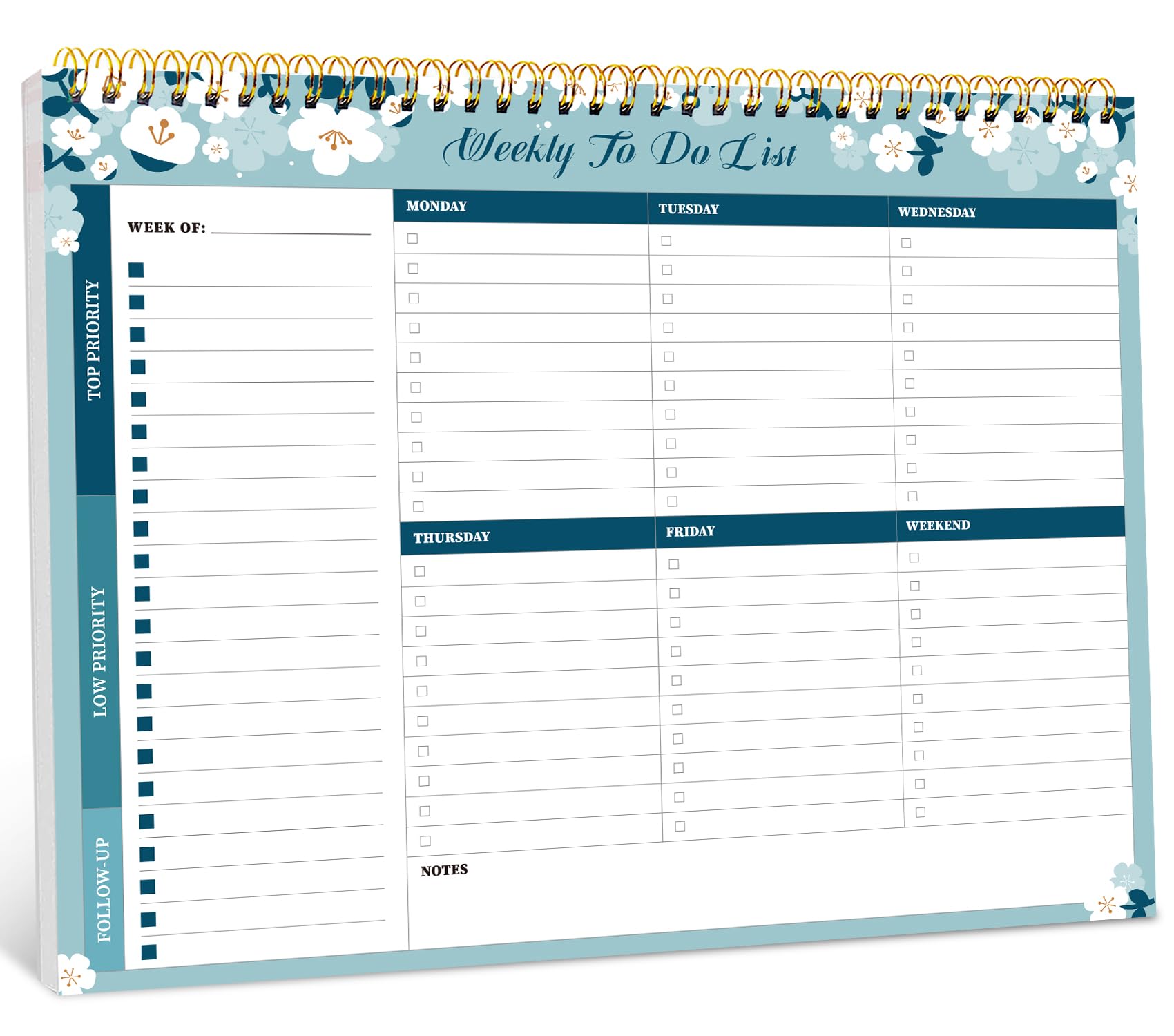 Taja Weekly Planner Notepad - Undated & Waterproof -19