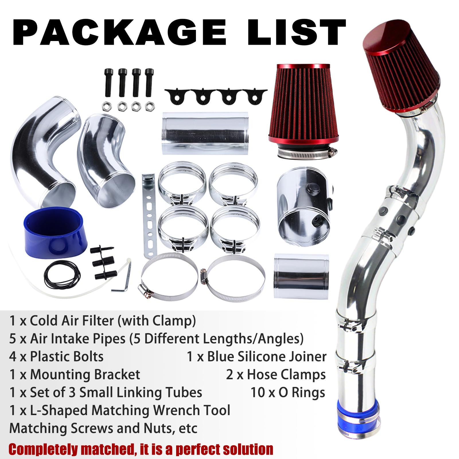 3 Pollice (76MM) Raffreddamento Aria Kit Filtro Ingresso Kit Di Aspirazione Dell'Aria Fredda Dell'Automobile Di Kit Di Induzione Del Filtro Dell'Aria Tubo Sostituzione Lega Alluminio Modifica