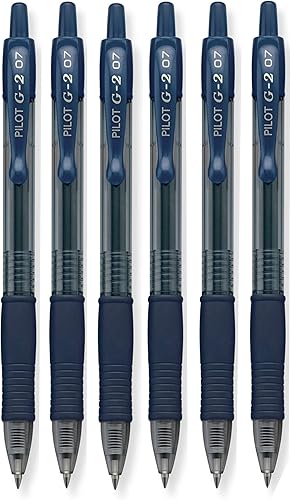 Pilot G2 - Bolígrafos retráctiles de tinta de gel de alta calidad, punta fina, color azul marino, paquete de 6