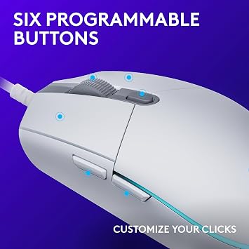 Logitech G203 Lightsync Optik Kablolu Oyuncu Mouse | LIGHTSYNC RGB, Yerleşik Bellek, 6 Programlanabilir Düğme, PC/Mac ile Uyumlu