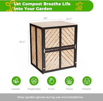 115 Gallon Outdoor Composter, Canada Cedar Wood Compost Bin, Natural