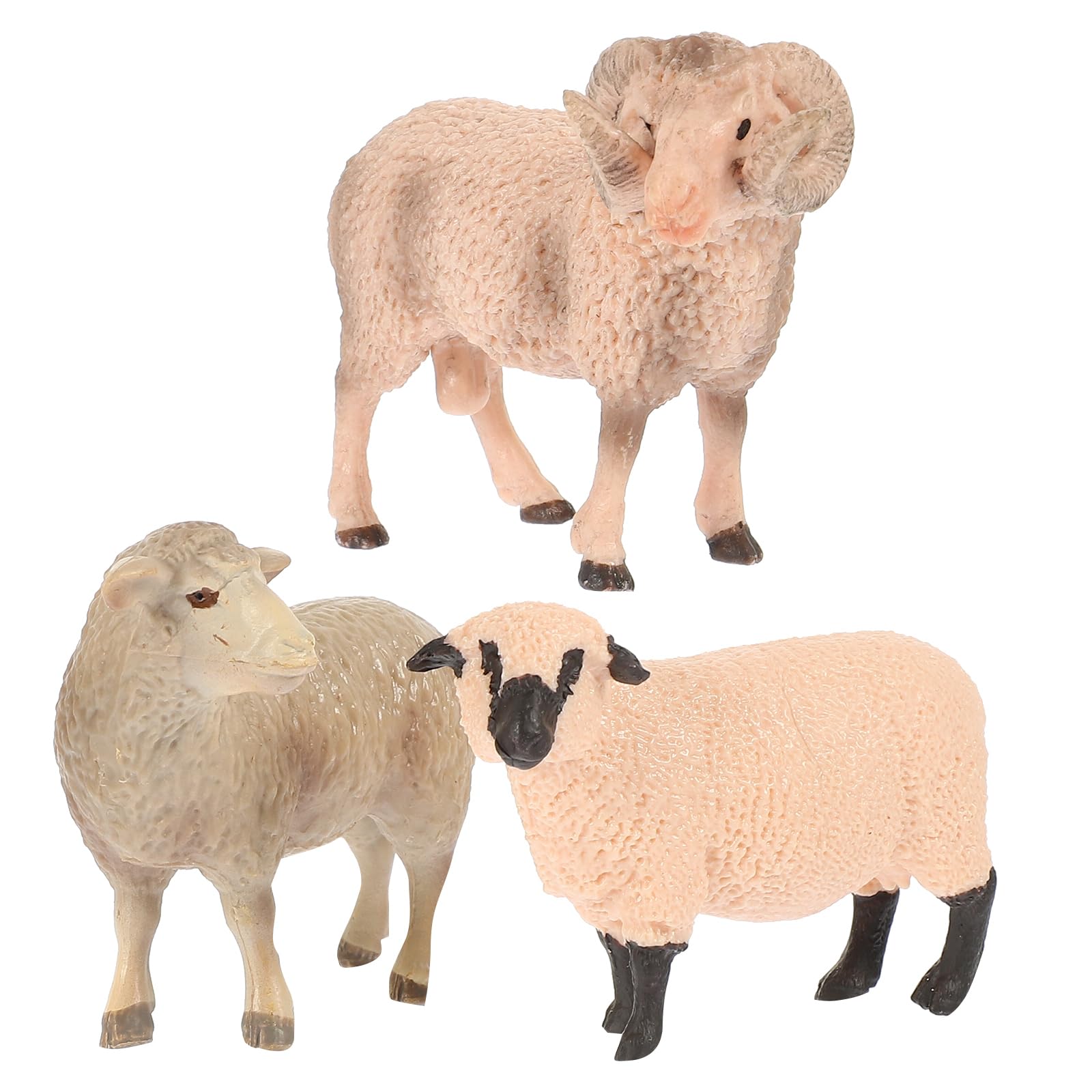 jojofuny 3Pcs Realistic Sheep Toy Figures - Lifelike Farm Animal Models for Kids Educational Play and Home Decor