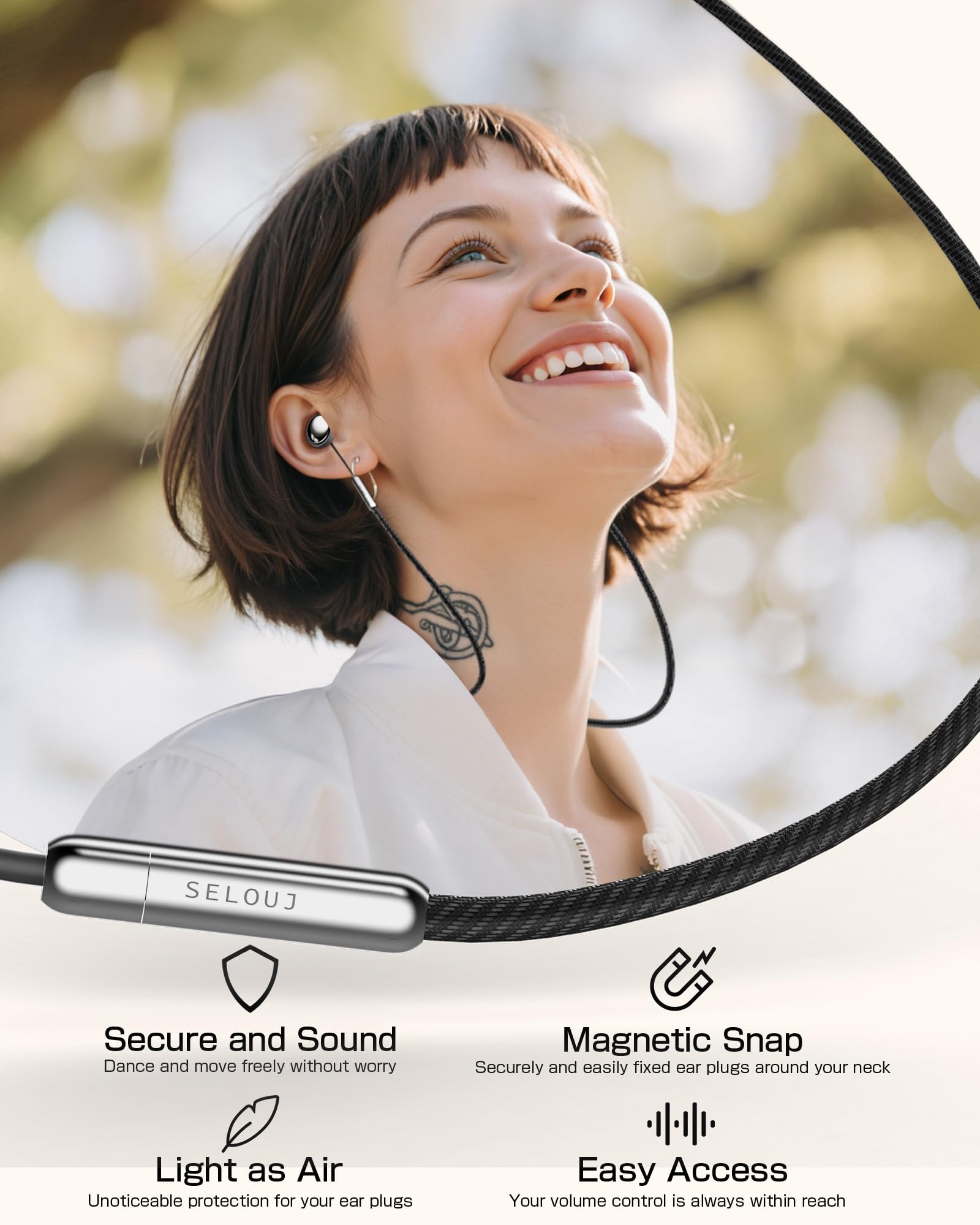 Tapones para los oídos para dormir y conciertos con cordón, tapones para los oídos ultra cómodos antipérdida, reducción de ruido de 45 dB, protección auditiva flexible para viajes