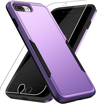for iPhone 8 Plus Case, iPhone 7 Plus Case,with HD Screen Protector,[Military Grade Drop Tested] Heavy-Duty Tough Rugged Shockproof Protective Phone Case for iPhone 7 Plus /iPhone 8 Plus 5.5, Purple