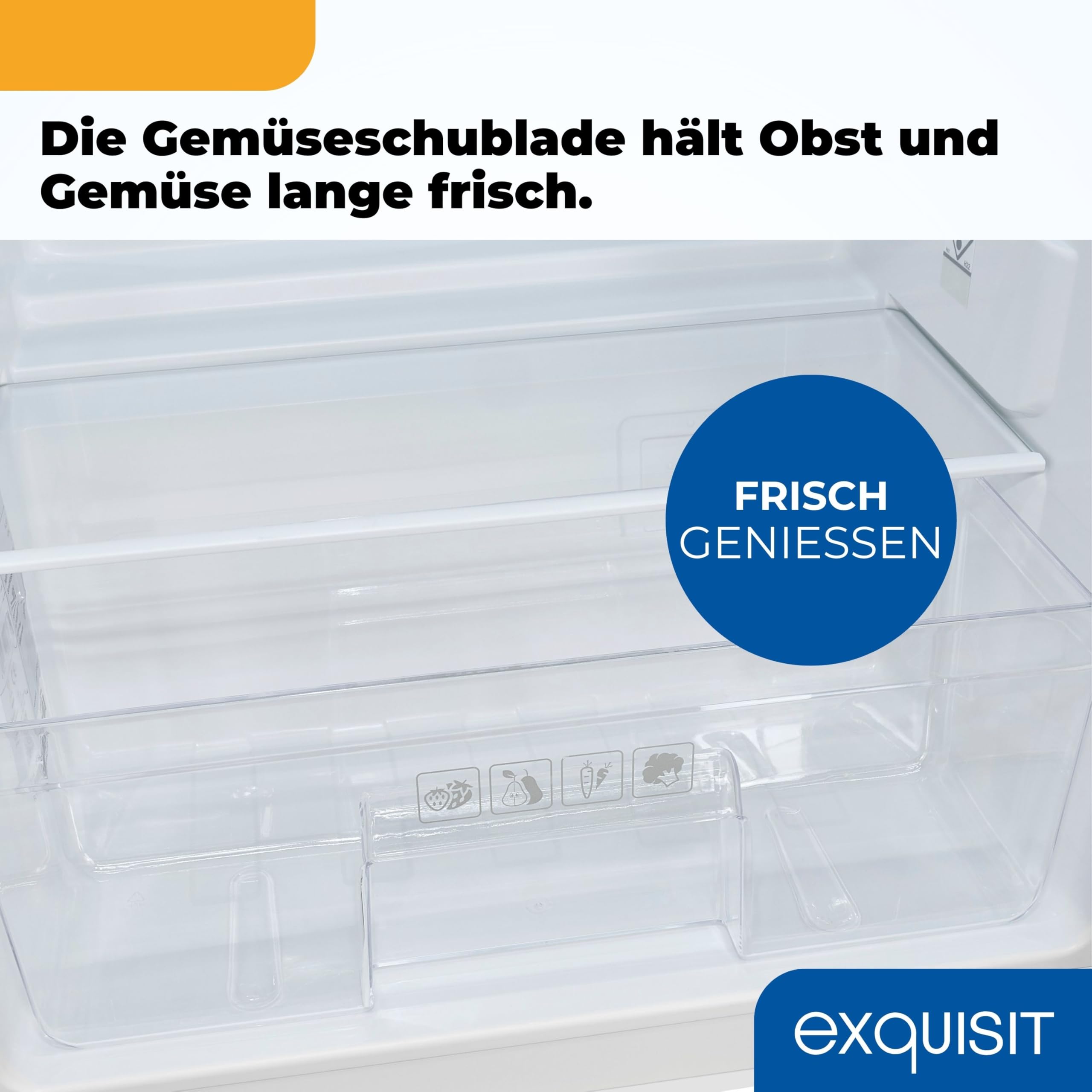 Exquisit EKS5131-V-040E Einbau-Kühlschrank 129 Liter 88 cm Nische Vollraumkühlschrank LED-Licht 39 dB leise Energieklasse E