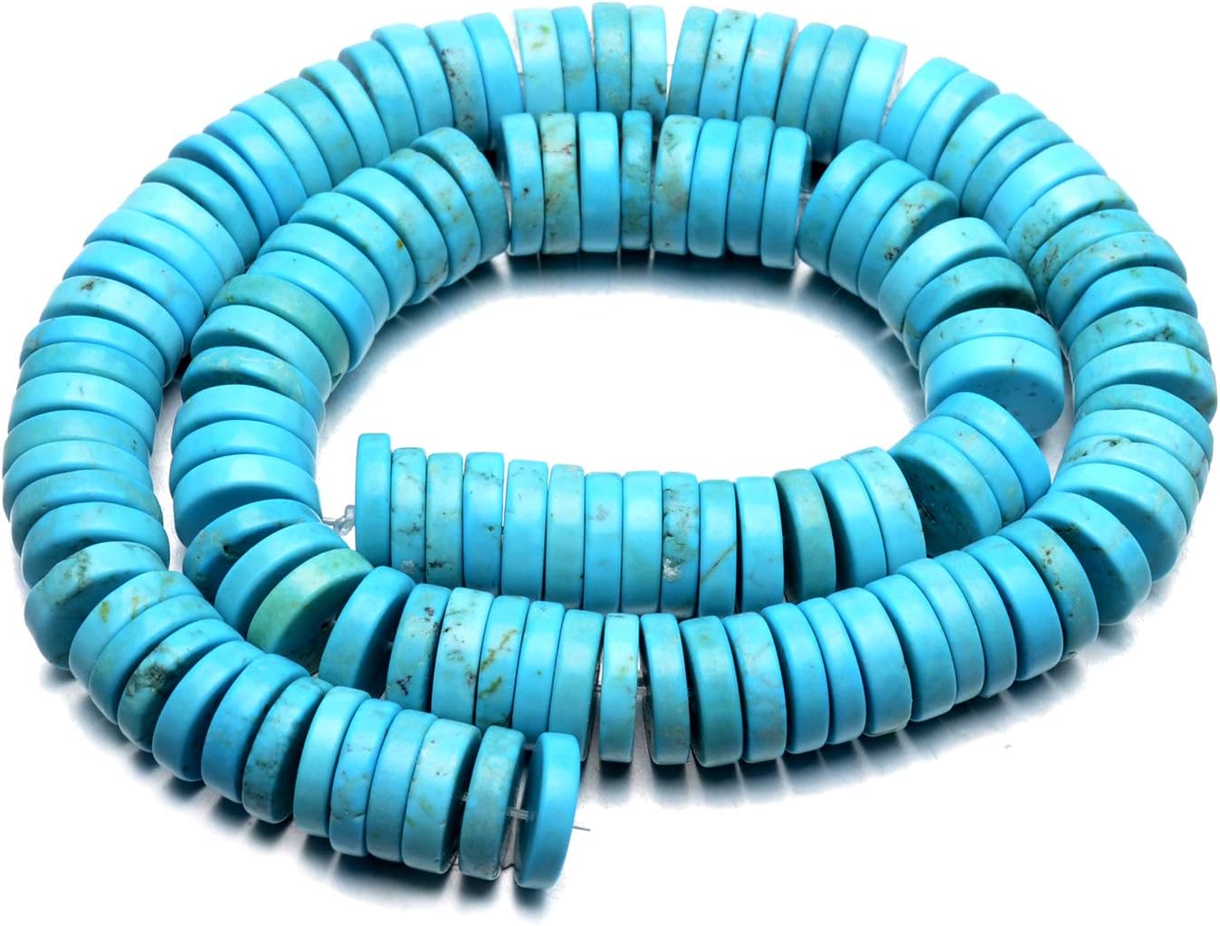 AD Beads Blue Turquoise Heishi Gemstone Loose Beads 15.5" 4mm 6mm 8mm 10mm 12mm (12mm)