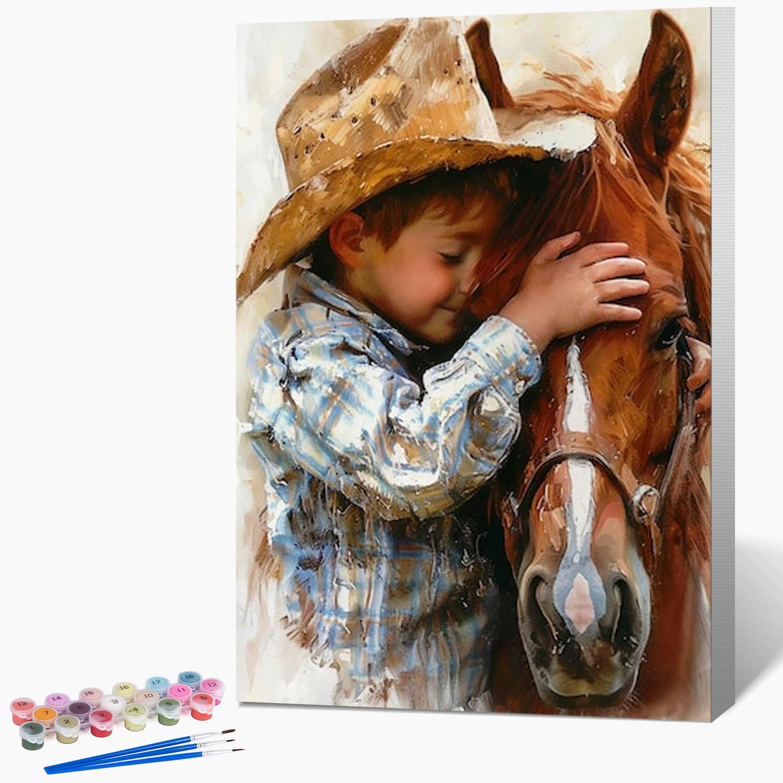 Querencia Cowboy Horse Paint by Numbers for Adults with Frame 8X12 in