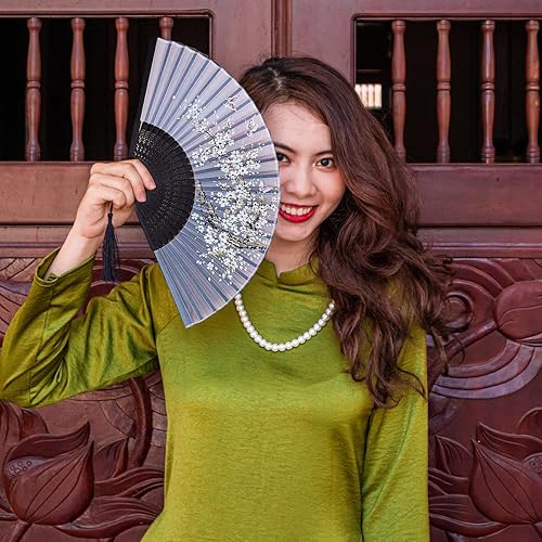 Miniatura 4 de 4 piezas de delicado diseño de flor de cerezo plegable de seda para fanáticos de boda, regalos de boda, regalo de fiesta, decoración de bricolaje,