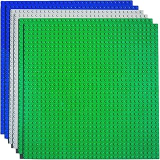 LynsaTac Building Baseplates Classic Base Plates for Building Bricks, 10'x10', 100% Compatible with Major Brands, 6 Packs in Green, Blue and Gray, Multicolored