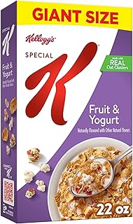 Special K Breakfast Cereal, Family Breakfast, Fiber Cereal, Giant Size, Fruit and Yogurt, 22oz Box (1 Box)