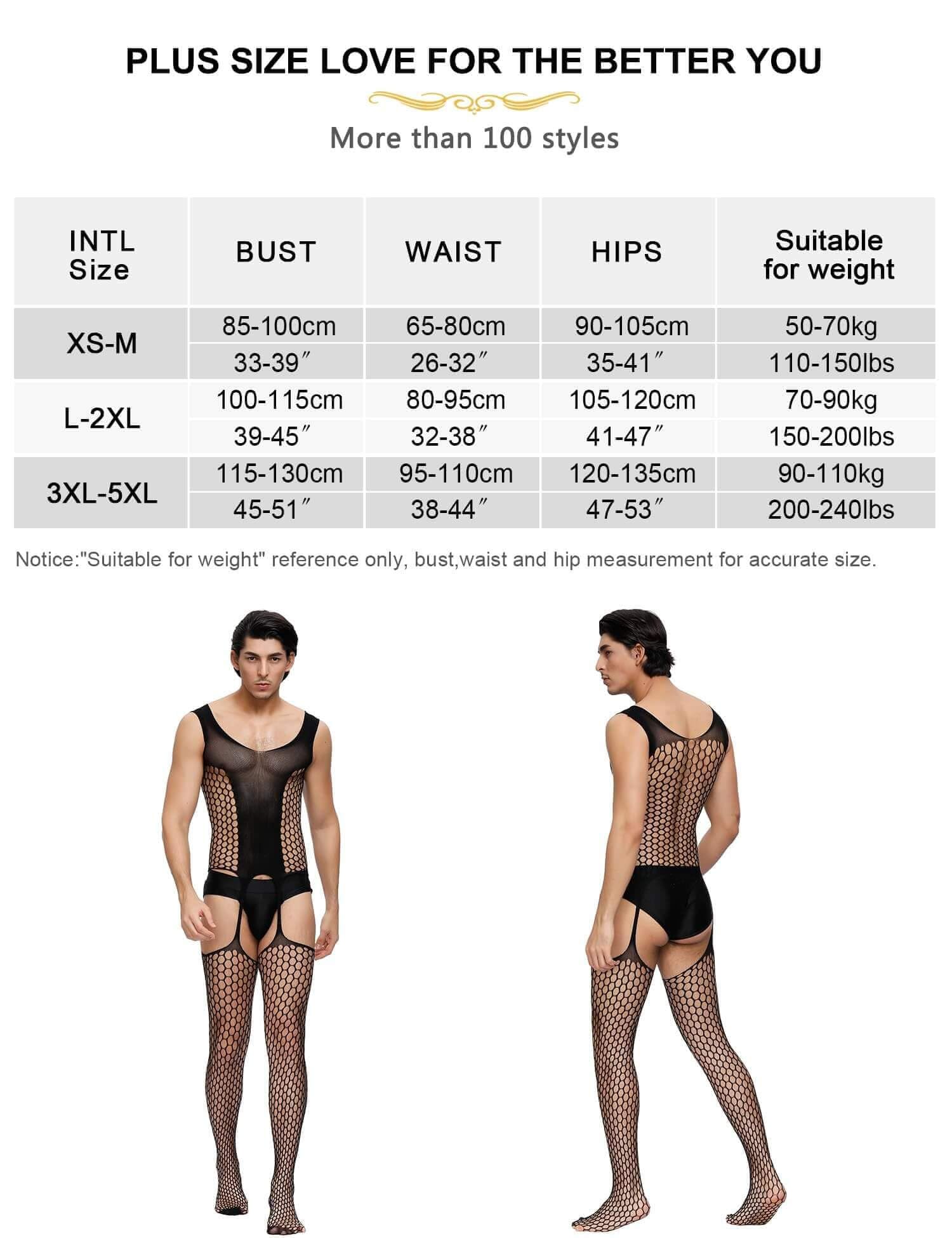 ohyeahlady Body a Rete Hot Aperto Uomo Taglie Forti Bodystocking Intero Aperto Rete Nylon Collant Completo Intimo Pizzo Biancheria Intima Lingerie Collant Hot Calze Nightwear Clubwear