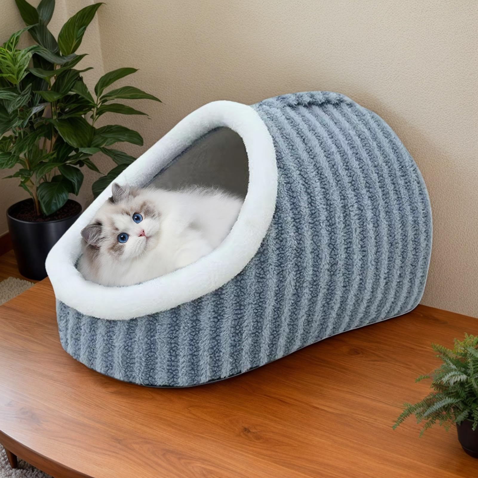 Cuccia Grotta Pantofola Gatto Cuccia Caverna Chiusa Lavabile Con Base | Pantofola Accogliente Per Animali Da Interno per Gatti, e Cani di Piccola e Media Taglia