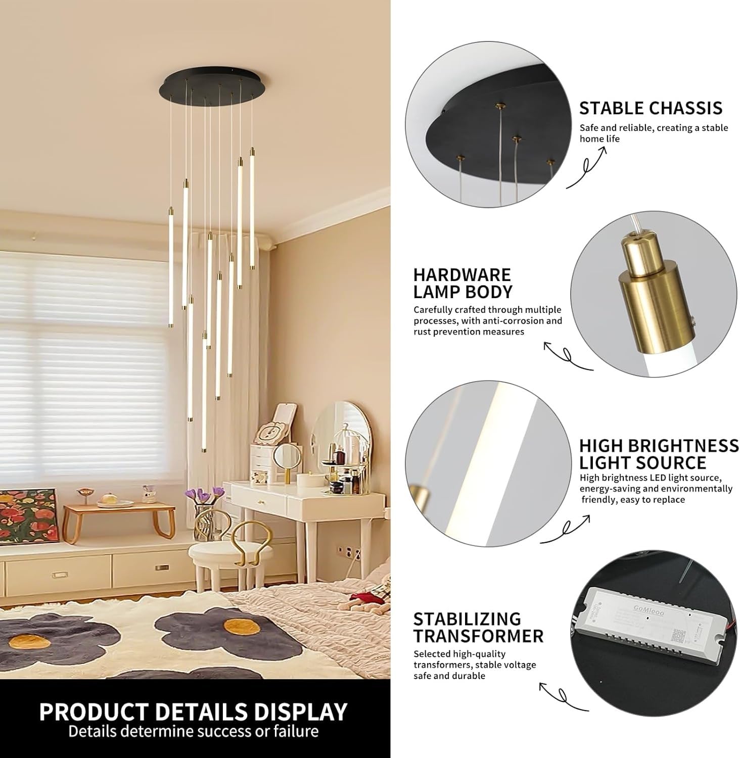 Żyrandol nowoczesny LED schody 9 świateł długi przedpokój lampa wisząca do wysokiego sufitu czarny liniowa lampa wisząca z pilotem ściemnialne oświetlenie wysokiego sufitu do schodów salon we