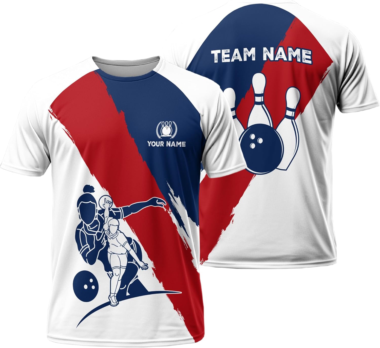 Generic Unisex Bowling T-Shirt Personalized USA Spare Bowling T Shirt for Bowling Team Printing Bowling Clothes, Black