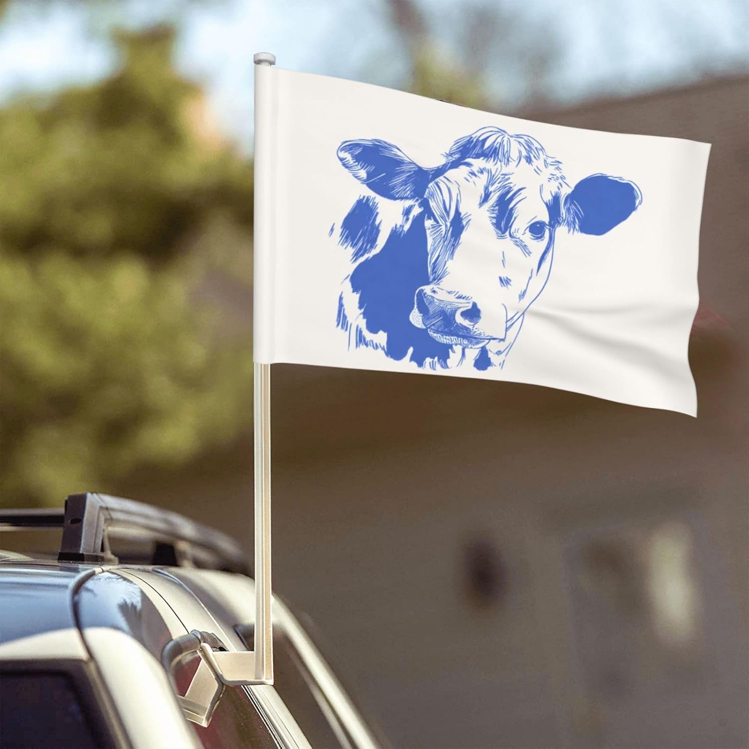 Cow Sketch Simple Car Flag Outdoor Window Clip 12 X 18 Inch Double Side Car Decoration