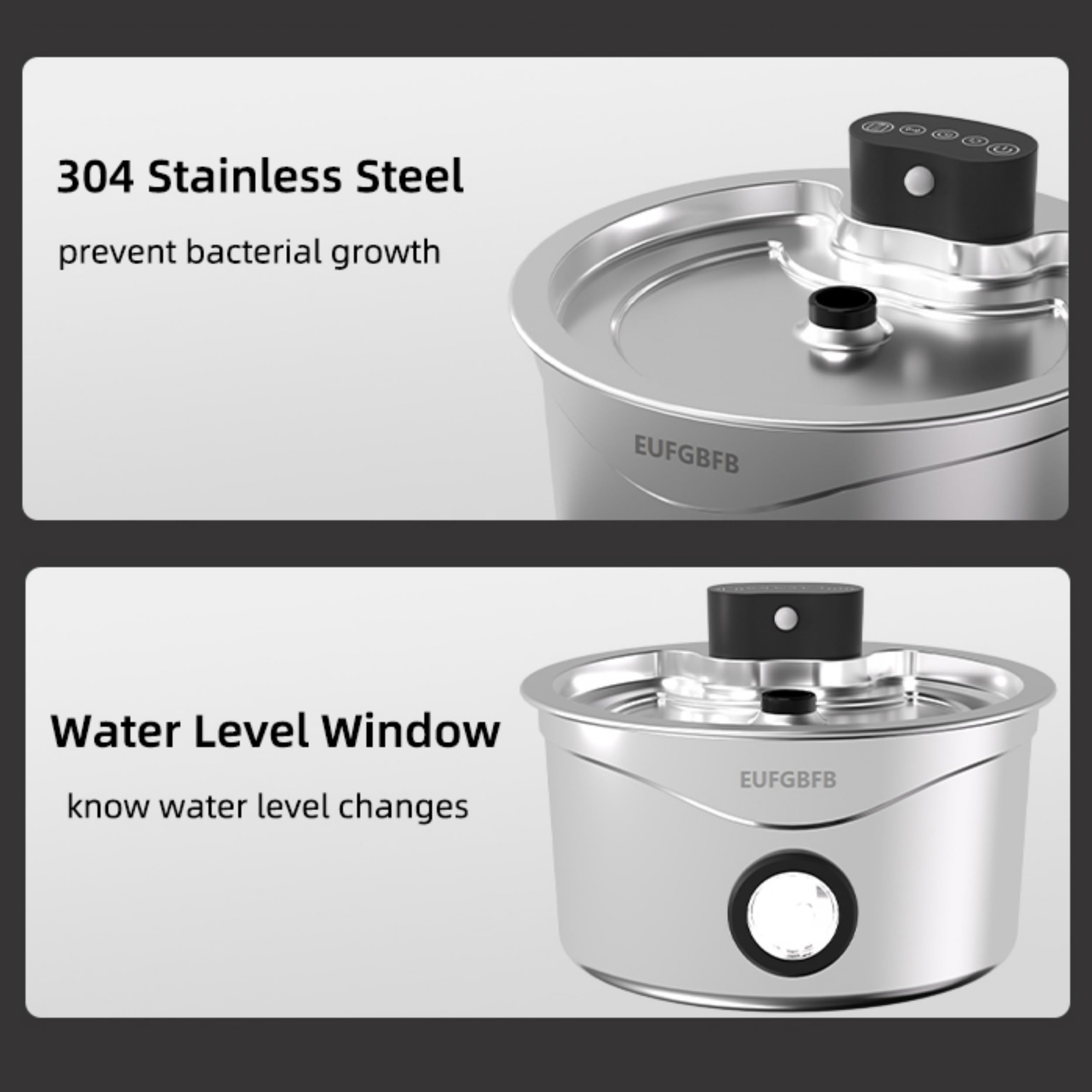Wireless Cat Water Fountain Stainless Steel, [45 Days Battery Life] Automatic Rechargeable Pet Water Fountain, 2.6L/88oz Dog Water Dispenser, Ultra-Quiet Pump, 4-Layer Filtration for Cats & Dogs - image 6