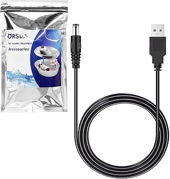 ORSDA Cat Water Fountain Parts Power Cord Replacement ONLY for ORSDA All Pet Fountains D30 / D60 / D36 / D66 - Not for Other Brands Fountain