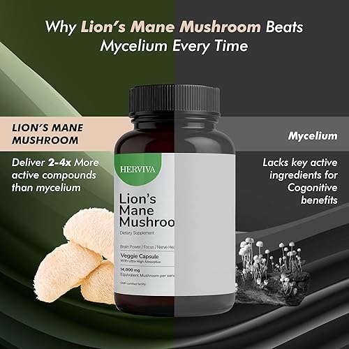 Miniatura 6 de Champiñón melena de leones  14,000 mg equivalente crudoporción (de 1,000 mg de extracto)  120 cápsulas de suplemento de melena de león  2 cápsulas