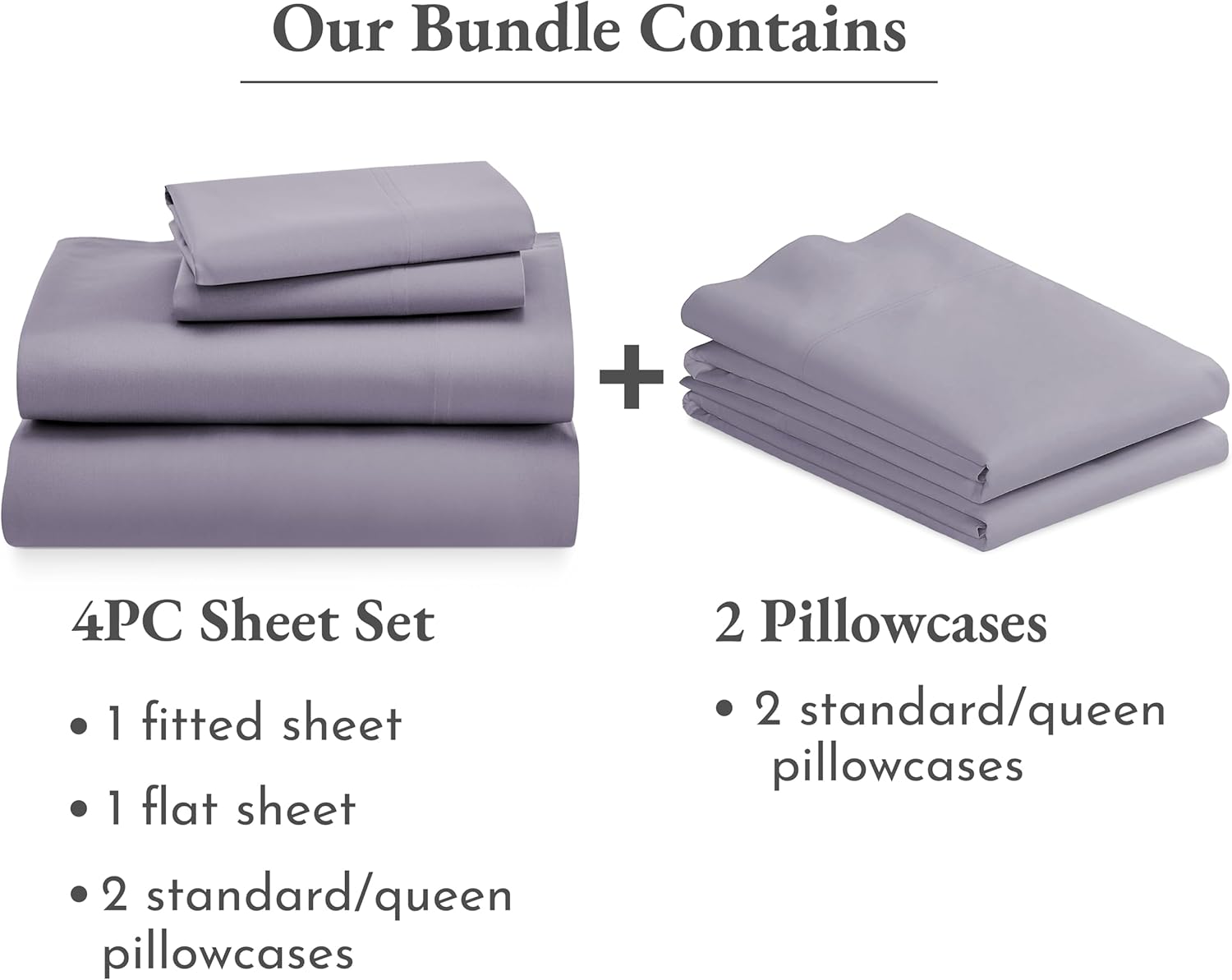California Design Den 6 Piece Queen Size Sheet Set with 4 Pillowcases, 600 Thread Count 100% Cotton Sateen (Lavender)