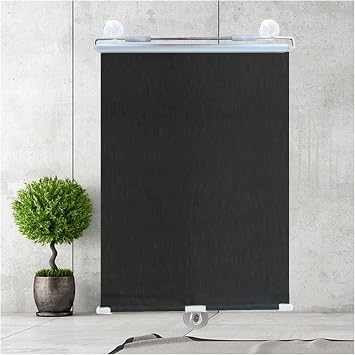 Blackout Roll Up Shades with Suction Cups, Sunshade Blinds No Drilling, Window Roller Blinds, Thermal Roller Shades for Office/car/Balcony,Black-65x125cm25.6 * 49.2in