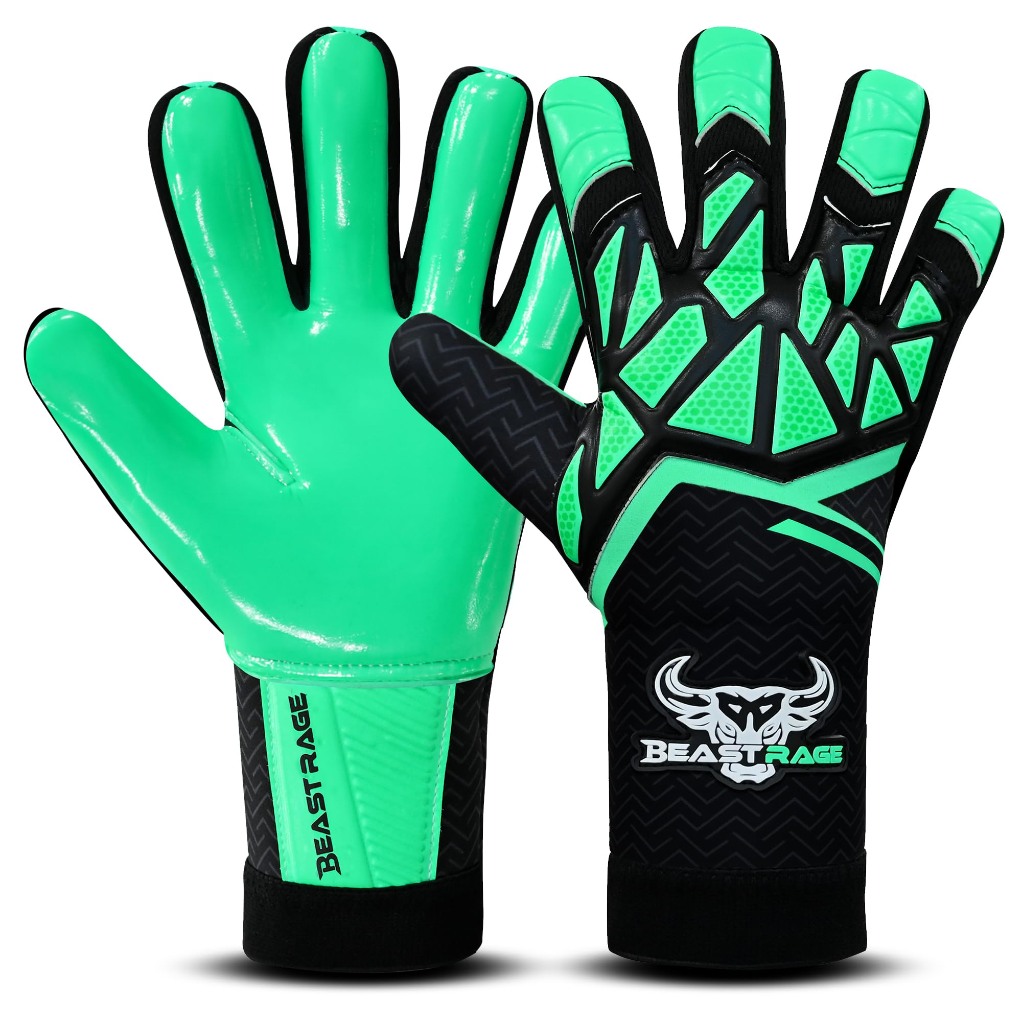 BEAST RAGE Torwarthandschuhe für Kinder Junior 3-10 Jahre|Stabiler Griff mit robustem Latex Jugend Erwachsenen Fußballtorwarthandschuhe für Jungen Fußball