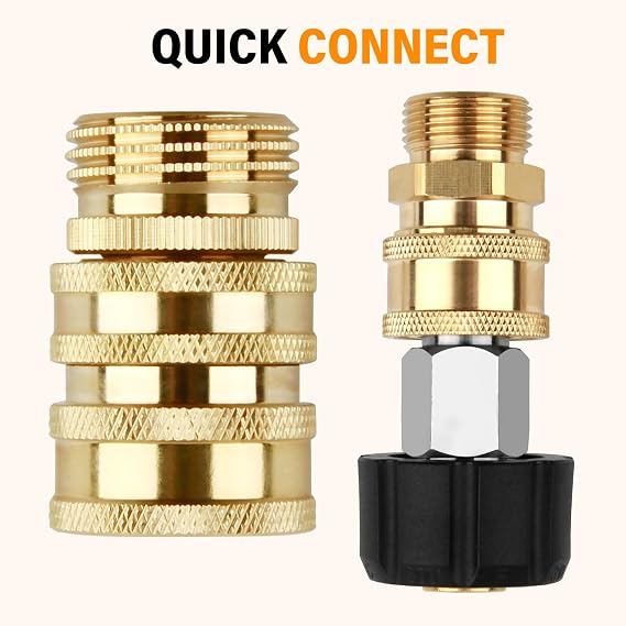 8 PCS Pressure Washer Adapter Set, Quick Disconnect Kit with M22 Metric Male Thread Quick Connector, M22 Swivel to 3/8'' Quick Connect, 3/4 to Quick Release