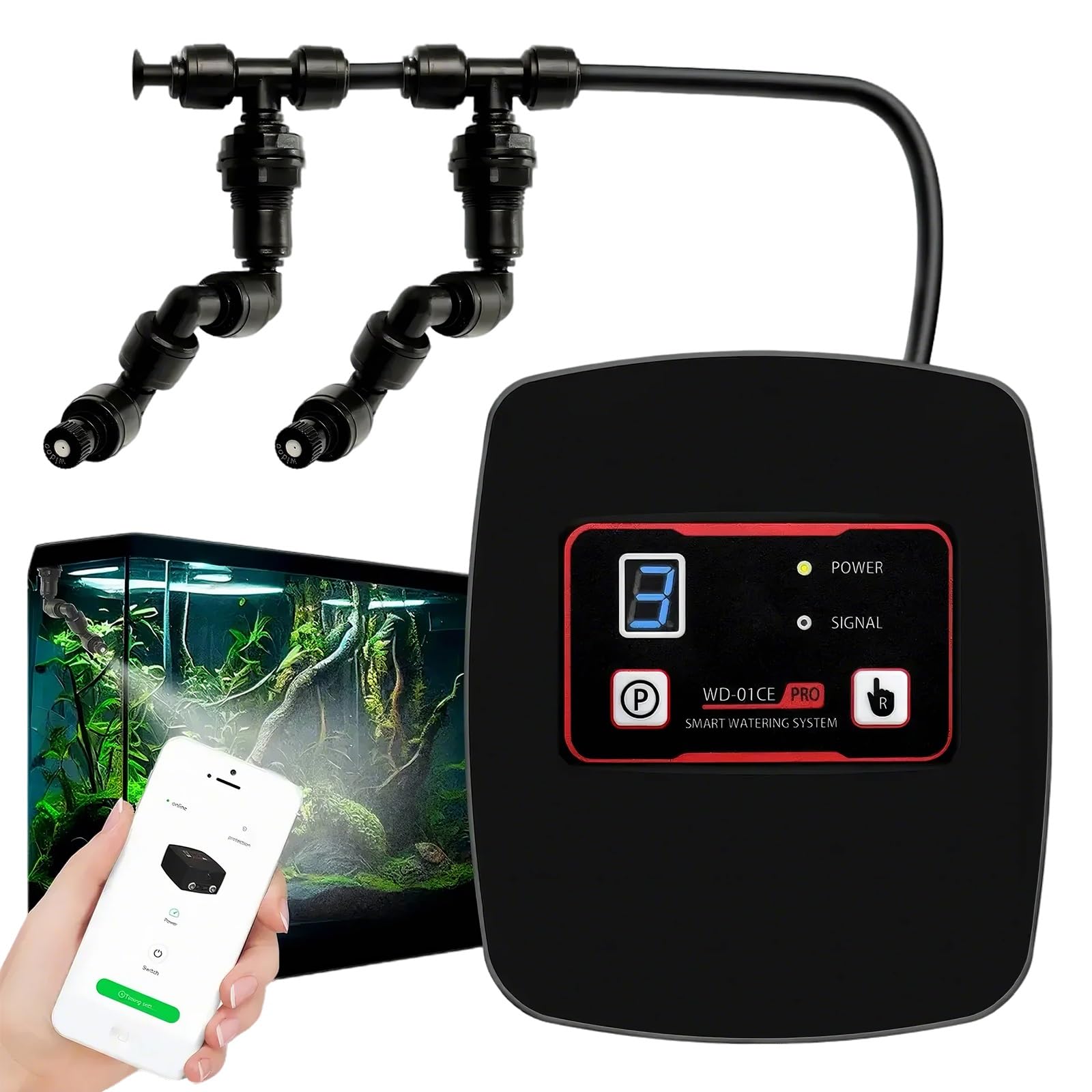 Umidificatori per Rettili, Sistema di Nebulizzazione Intelligente per Terrari di Rettili, Nebulizzatore Automatico per Rettili con Timer(2 Nozzles)