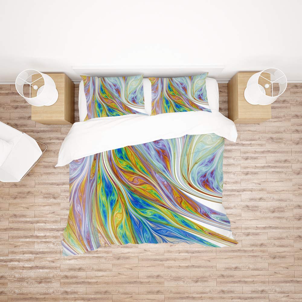 Juego de funda de edredón fractal de 3 piezas para cama de matrimonio