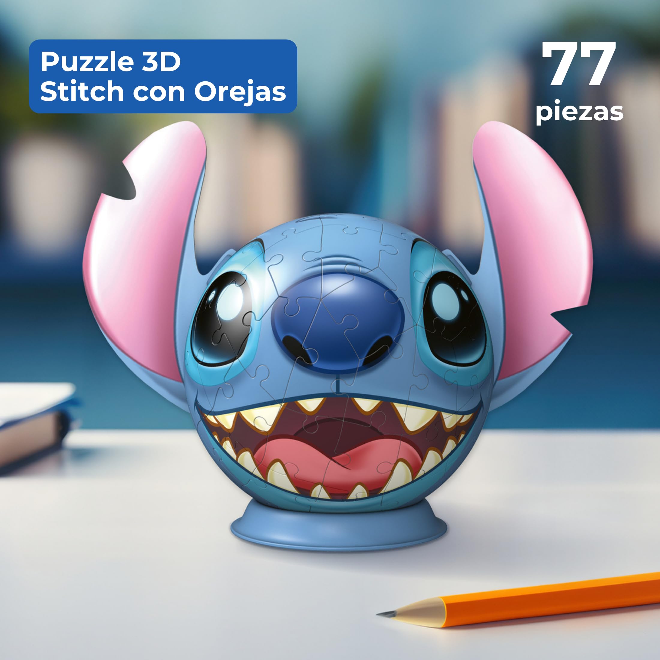 Ravensburger - Puzzle 3D Niños Disney: Lilo Y Stitch | Puzzle Disney para Niños De 6 Años O Más | Maquetas para Montar con 77 Piezas | Stitch Niño