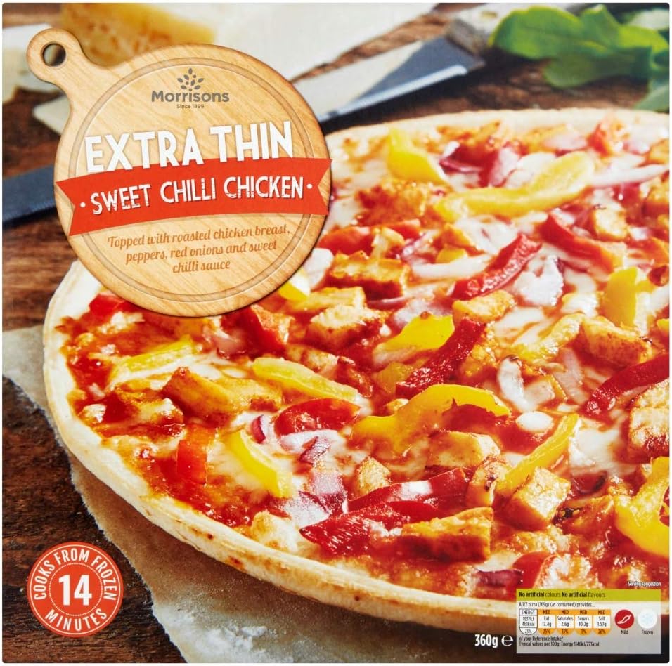 Morrisons Extra Thin Sweet Chilli Chicken Pizza 362g Frozen Amazon morrisons-extra-thin-sweet-chilli-chicken-pizza-362g-frozen-amazon