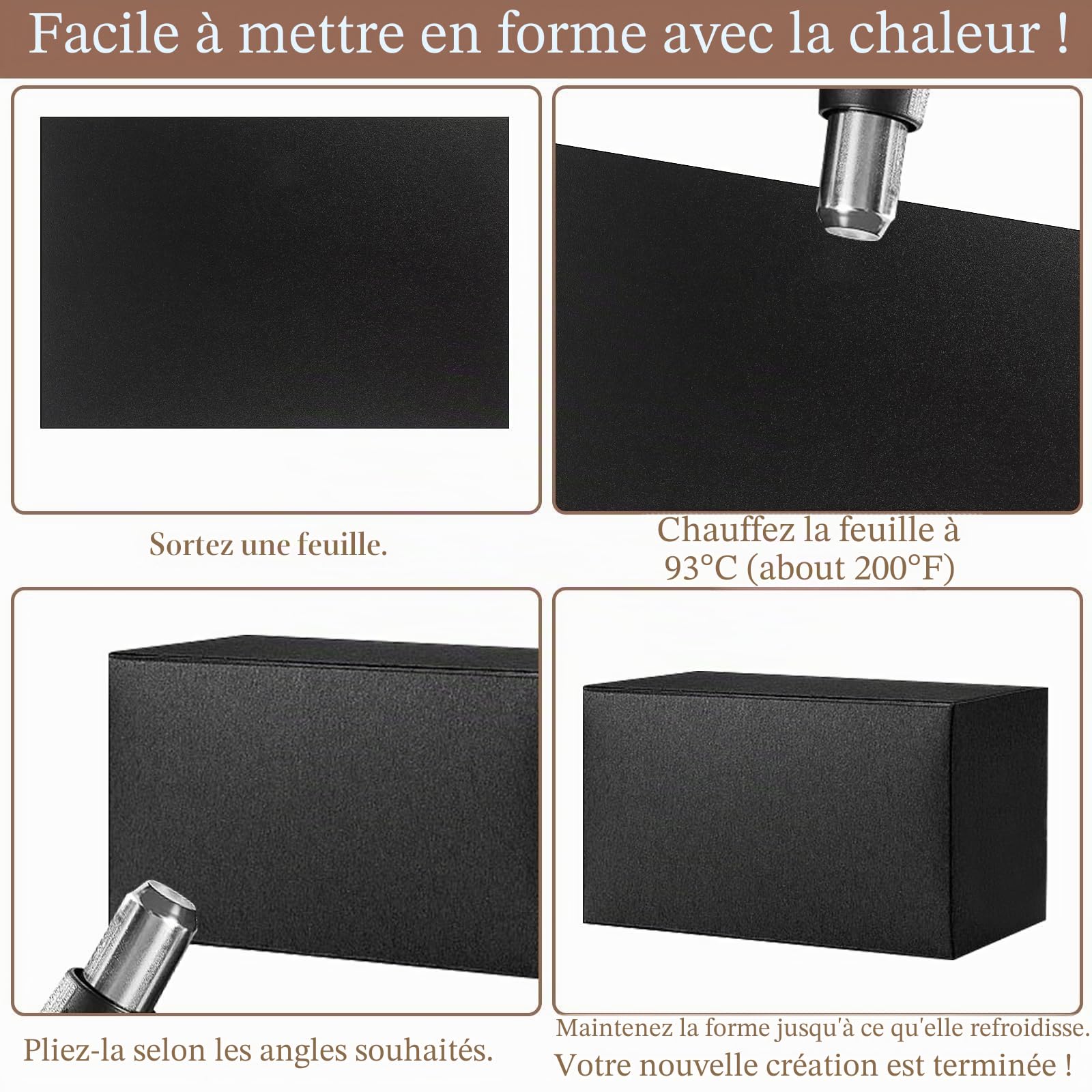 YAYODS Lot de 4 Plaque Plastique ABS Noire 400 x 300 x 3 mm - Panneau Plastique Rigide et Flexible pour Modélisme, Bricolage et Automobile - Feuille ABS Thermoformable Facile à Découper avec Film Prot