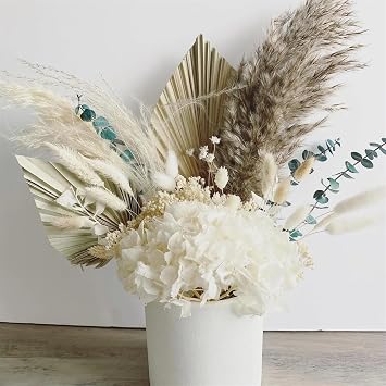 Dried Palm Leaves 10 Pcs Boho Natural Small Fans With Stem - Real Palm Spears Bulk for Vase, Wedding, Party, Office, Home Wall Decor