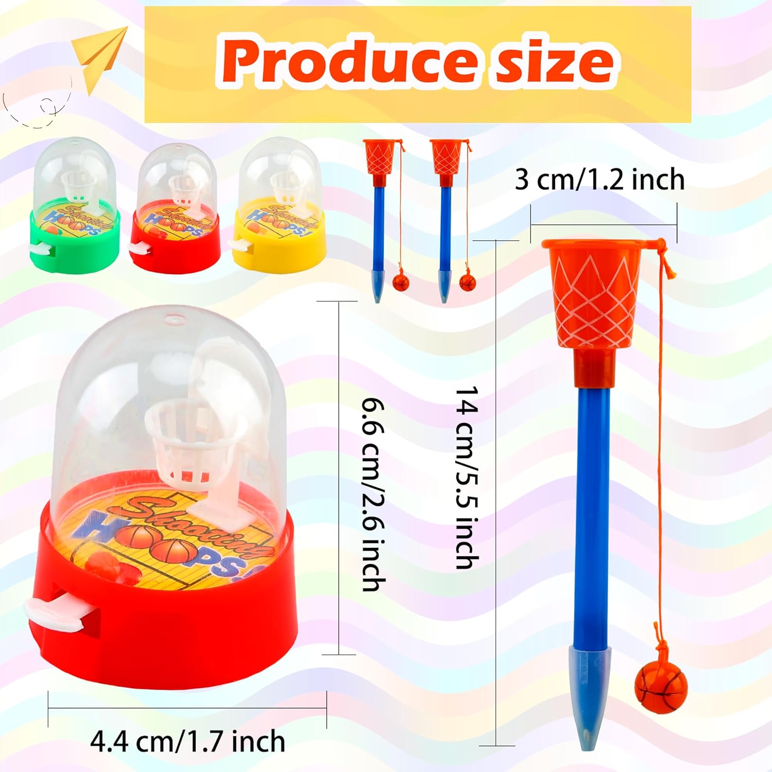 12 Pcs Novelty Basketball Hoop Pens and 12 Pcs Mini Basketball Hoop Finger Game for Birthday School Party Favors