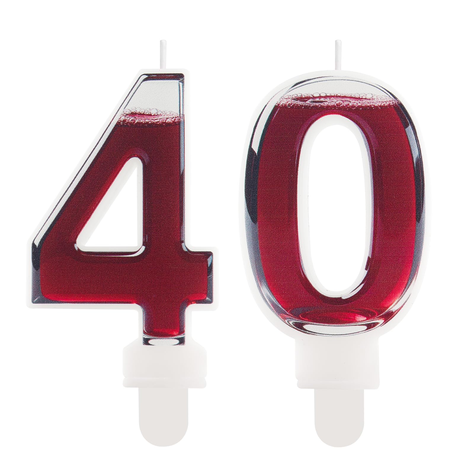 Printed Red Wine Themed 40th Birthday Candles for Cake, Velvet Number 40 Candle for Birthday Decorations, Red Wine Design Cake Topper Decorations for Women Men Birthday Party Anniversary Celebration