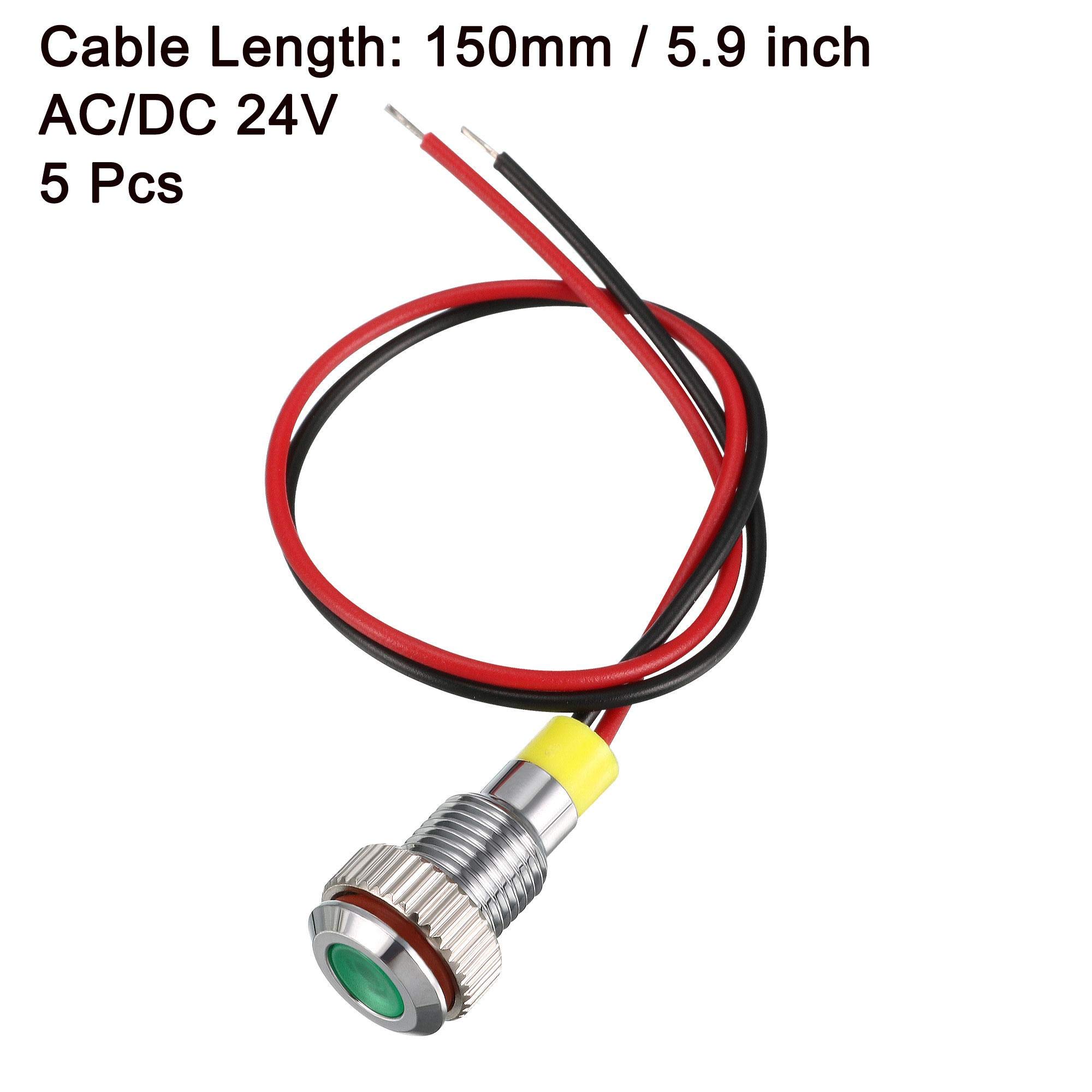Uxcell 5-Pack 12V Signal Indicator Lights - 8mm Flush Mount Panel Dash Lamps (White, Red, Yellow, Blue, Green)
