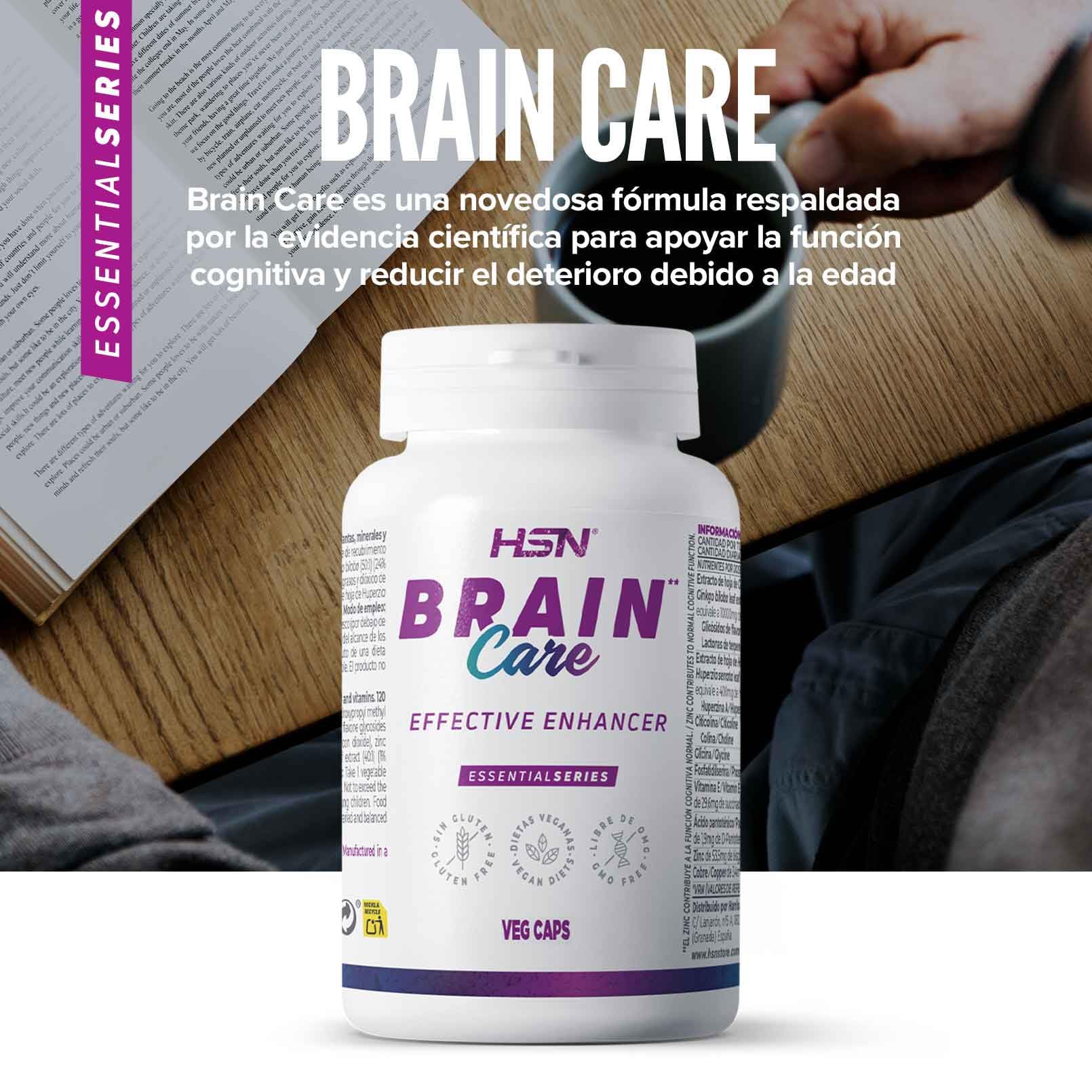 HSN Brain Care | 60 Cápsulas Vegetales | Nootrópico natural para mantener unas buenas funciones cognitivas y bienestar mental | No-GMO, Vegano, Sin Gluten