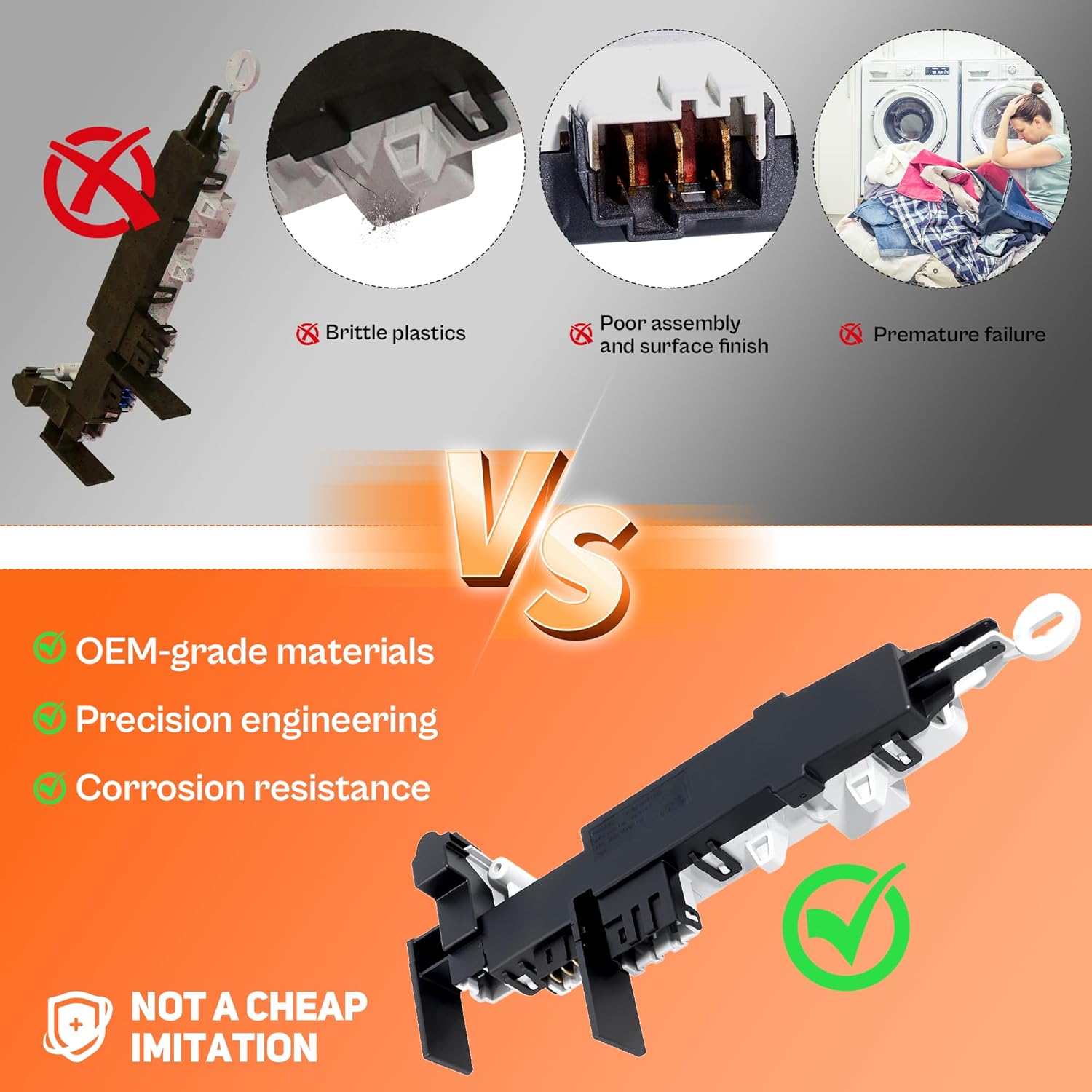 Upgraded 8182634 461970200692 Washer Door Lock Switch (O-E-M) for Whirl.Pool Ken.More - Heavy Duty Replacement Switch- Replaces WP8182634 DC64-00519B DC64-00519D by TOMOON