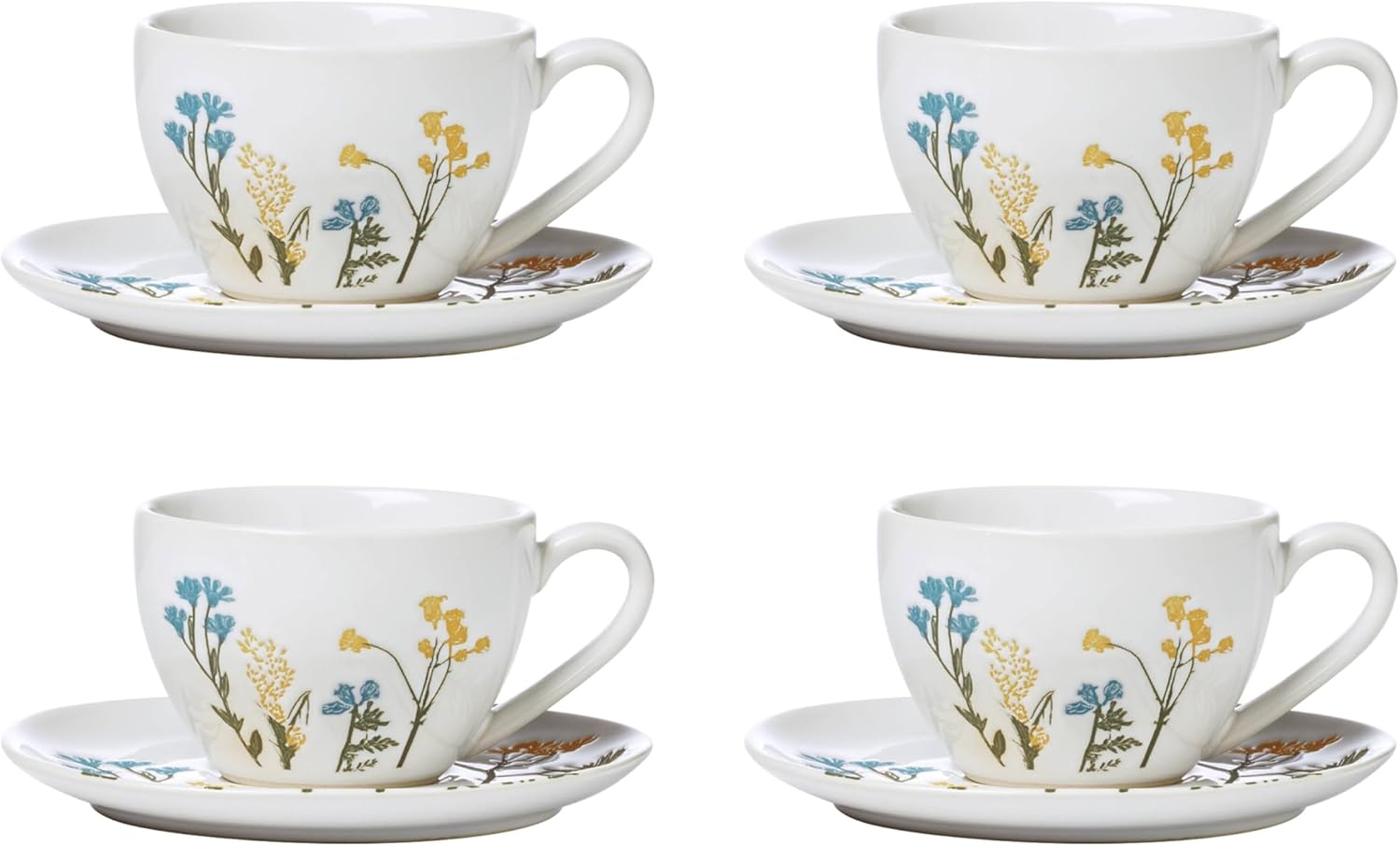 Lenox 896612 Wildflowers 8-Piece Espresso Cups & Saucers Set
